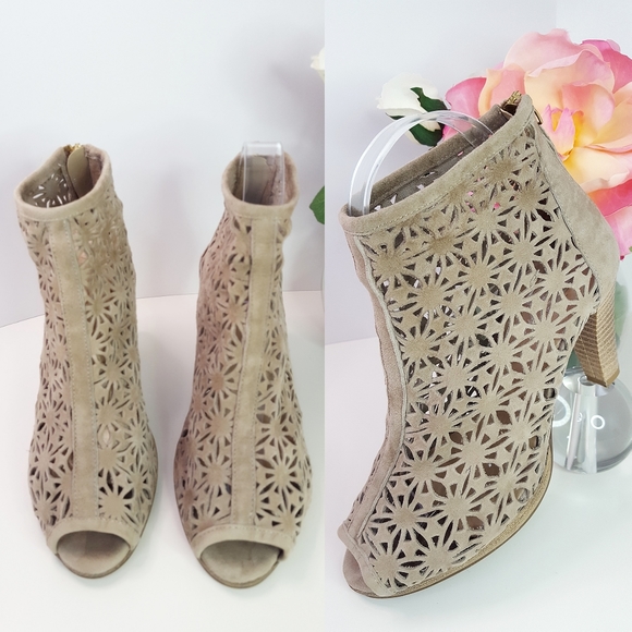 BROWNS SHOESâSummer Leather Suede Peep Toe Ankle Boots - Picture 5 of 10